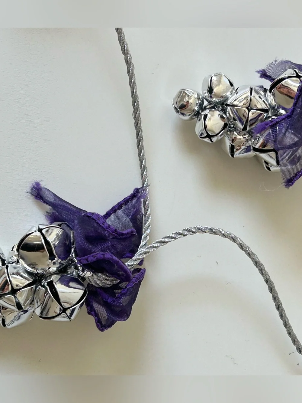 Pottery Barn Silver Jingle Bell Garland and Door Hanger
